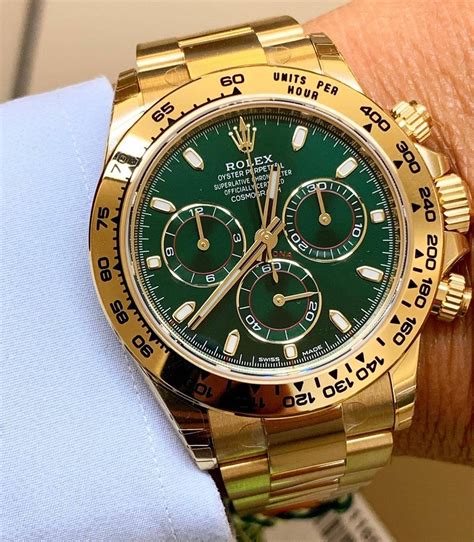 rolex green dial yellow gold|Rolex green dial watch price.